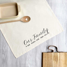 Load image into Gallery viewer, Our Family Personalised Tea Towel - Custom Gift for Housewarming Mothers Day - Gift from Kids
