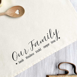 Our Family Personalised Tea Towel - Custom Gift for Housewarming Mothers Day - Gift from Kids