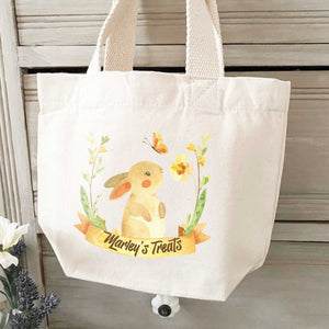 Personalised Easter Bunny Rabbit Bag - Canvas Tote for Easter Treats - Egg Hunt Custom Name