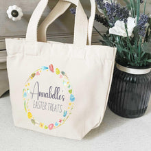 Load image into Gallery viewer, Personalised Easter Treat Gift Bag - Canvas Tote Easter Treats - Egg Hunt Custom Name
