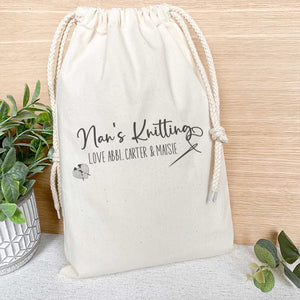 Personalised Gift for Nan - Knitting Bag with names - Mothers Day Birthday Christmas Gift