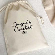 Load image into Gallery viewer, Personalised Crochet Project Bag - Custom canvas tote for craft storage
