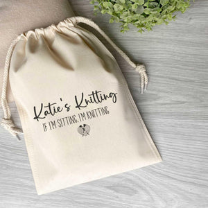 Personalised Knitting Project Storage  - Canvas Craft Organiser Bag