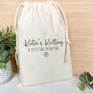 Personalised Knitting Project Storage  - Canvas Craft Organiser Bag