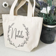 Load image into Gallery viewer, Personalised Canvas Tote Handle Bag - Name bag - Lunch Bag - Bridesmaid Proposal Thank you gift
