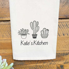 Load image into Gallery viewer, Personalised Tea Towel - Custom Name Cute Cactus Design - Housewarming New Home Gift
